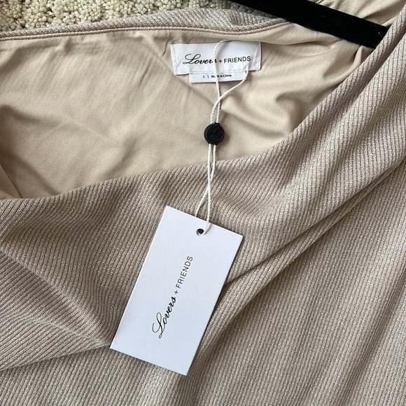 NWT LOVERS + FRIENDS Revolve Nude Asymmetrical One Shoulder Jumpsuit L - Picture 9 of 12